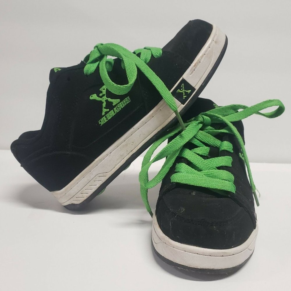 Sidewalk Sports X Green & Blk Heelys Style Skating Shoes Sneakers YTH 4